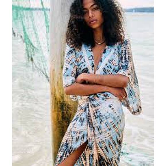 YFB Dresses & Skirts - YFB Siren Maxi Dress Shibori Cover Up Kimono White Young Fabulous & Broke XS